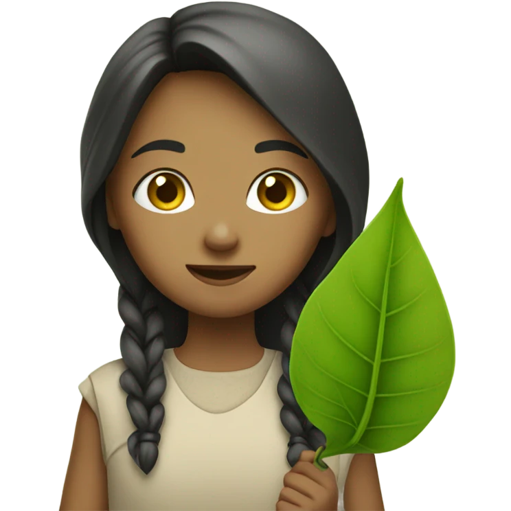 Girl with leave emoji