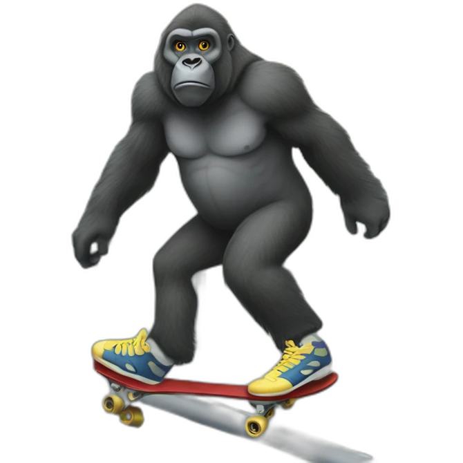 Clothed Gorilla Barefoot Skates down Railing emoji