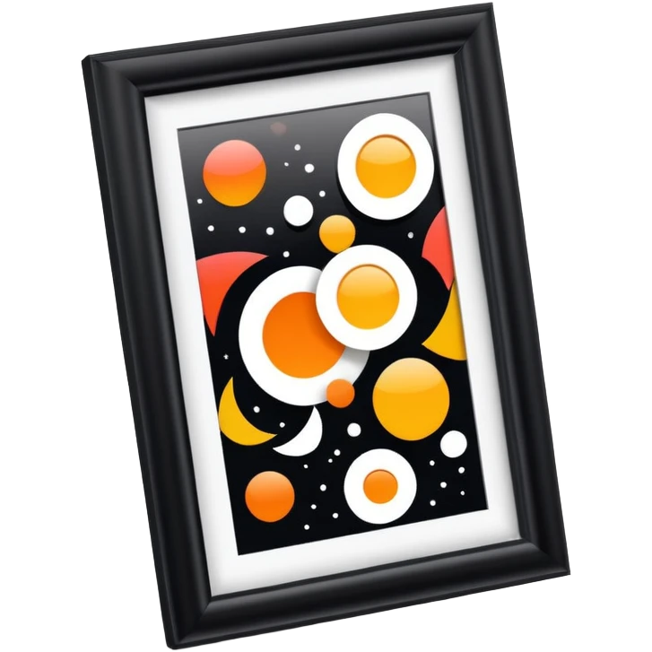 framed digital artwork with abstract vector shapes inside emoji