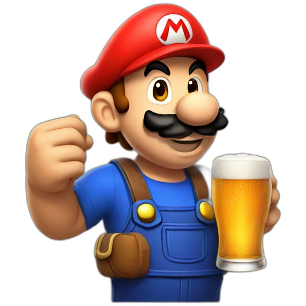 mario drinking beer emoji