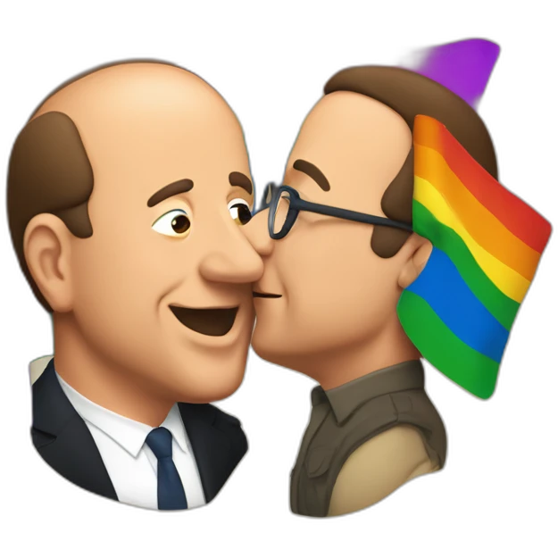jerry seinfeld and george costanza kissing under a pride flag emoji
