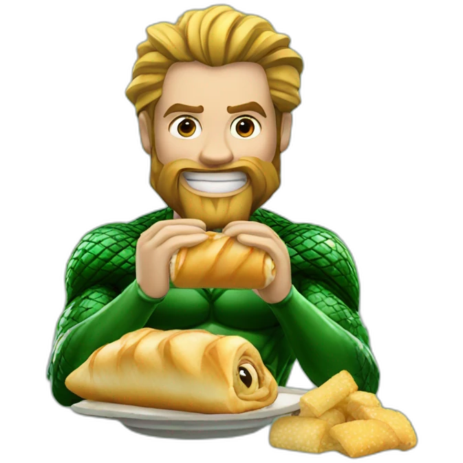 Aquaman eats rolls emoji