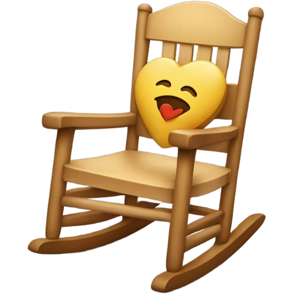 rocking chair with an wood heart engraved emoji