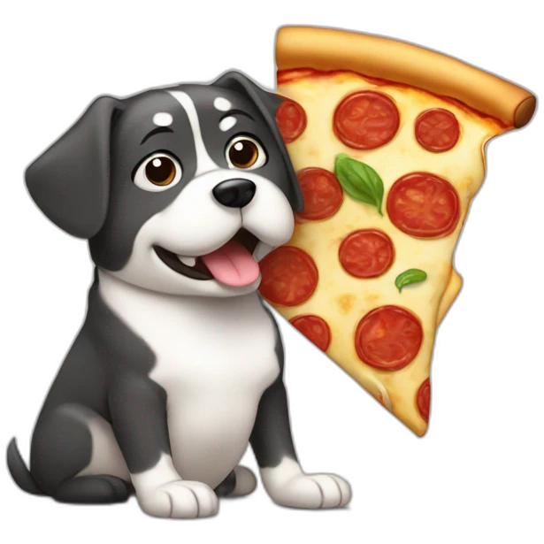 Chien qui mange une pizza emoji