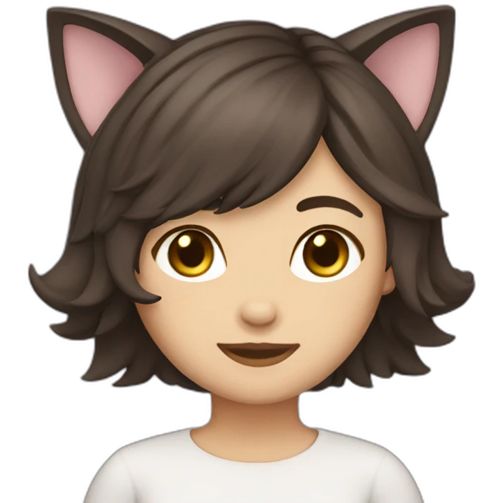Cat girl (Caucasian with dark brown hair) cat ears emoji