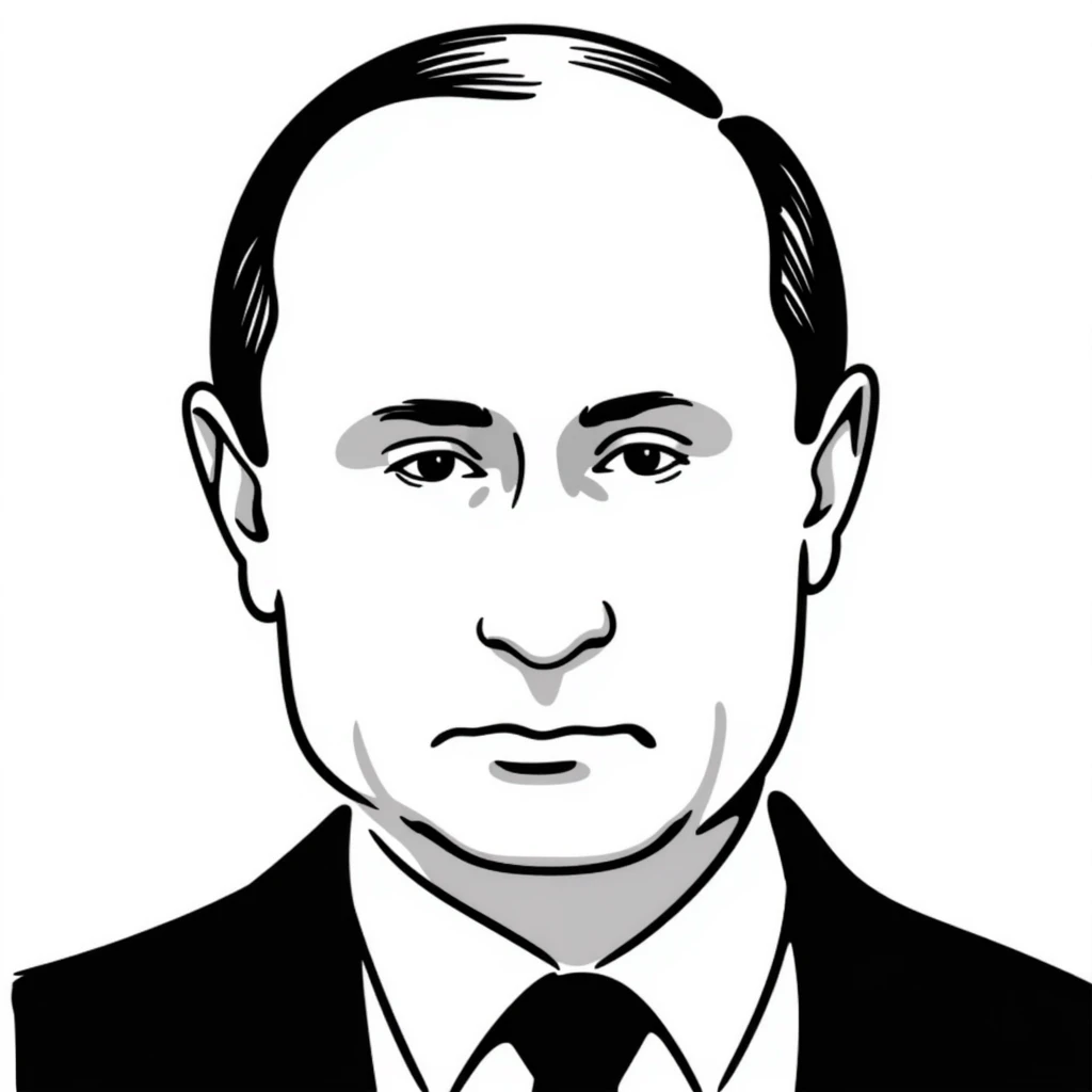 Vladimir Putin portrait with realistic details, stern expression, close-up of face emoji
