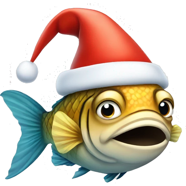 fish wearing santa hat emoji