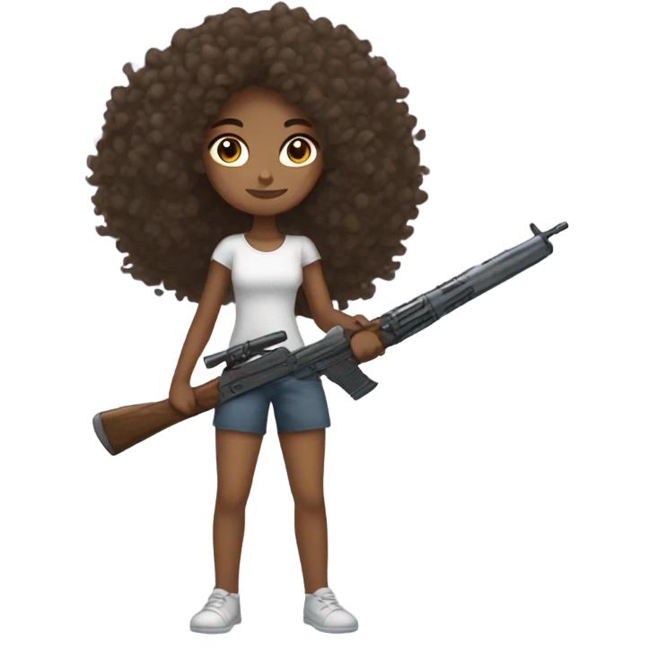 girl with curly hair with weapon emoji