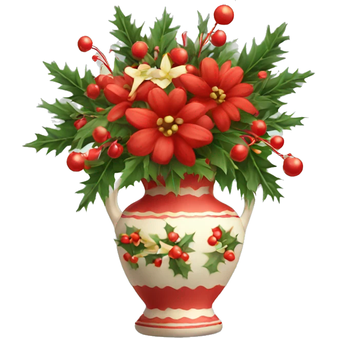 Christmas vase with flowers emoji