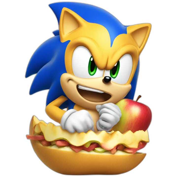 sonic is eating apple emoji