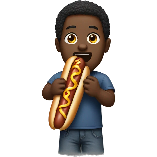 A black men eating a hotdog  emoji