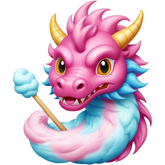 Chinese dragon-shaped cotton candy art emoji