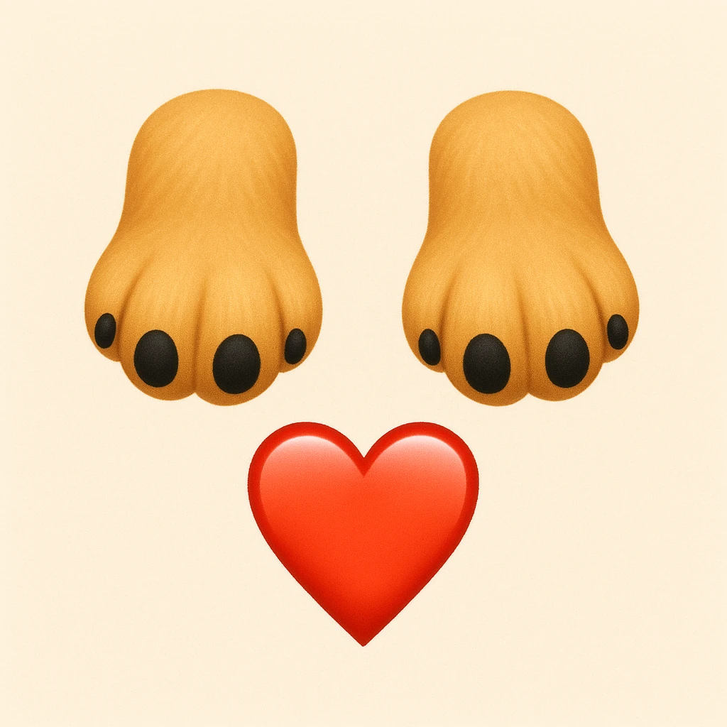 Make the puppy paws black, keep the heart and original style (original style was apple style emojis) emoji