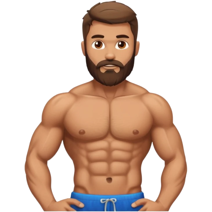 muscular bearded man with abs emoji