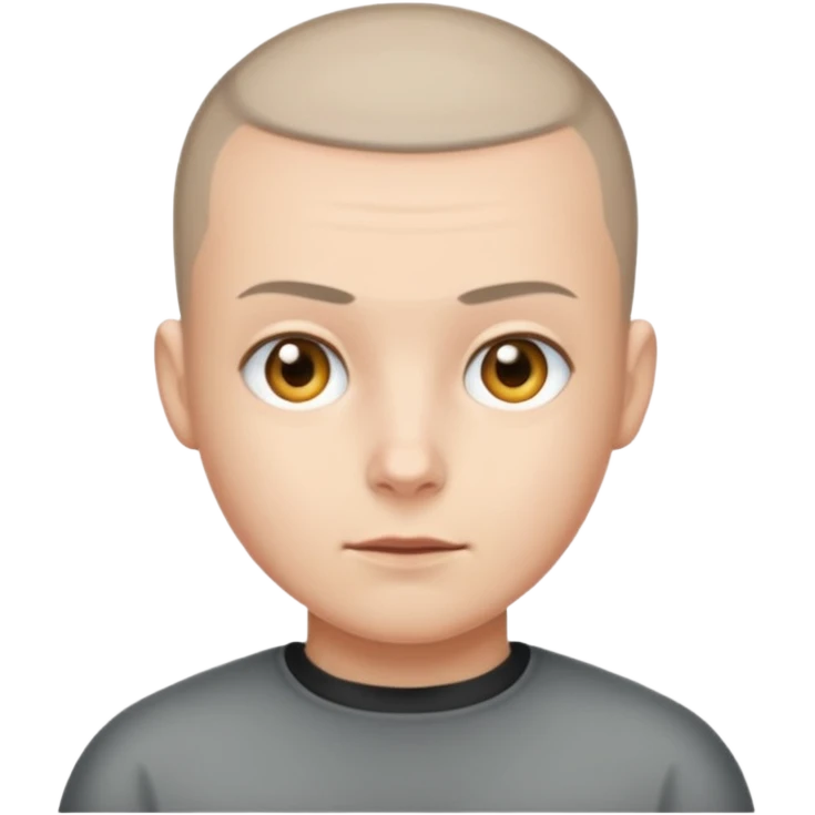 Buzz cut emoji not smiling and white skin color emoji