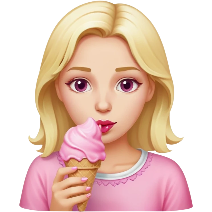 Blonde slav wife with pink ice cream emoji
