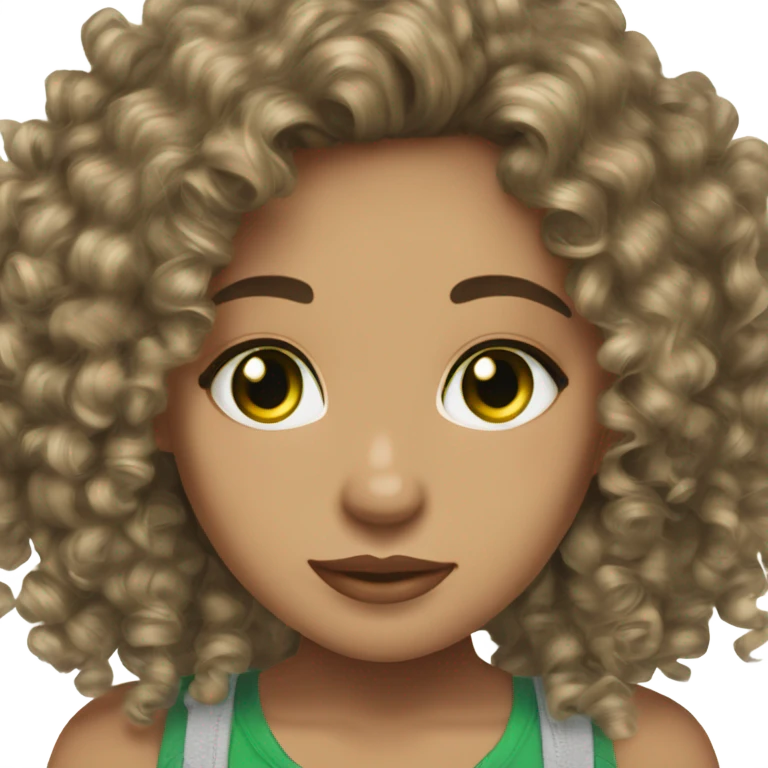 latina baddie lightskin green eyes curly hair with braces emoji