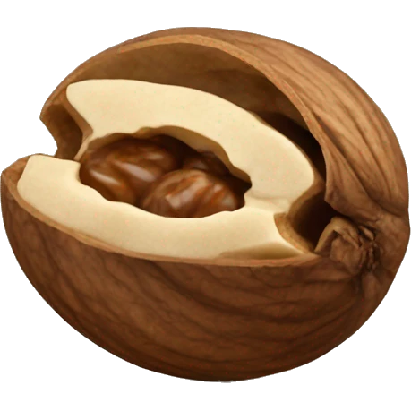 a walnut inside an edible date emoji