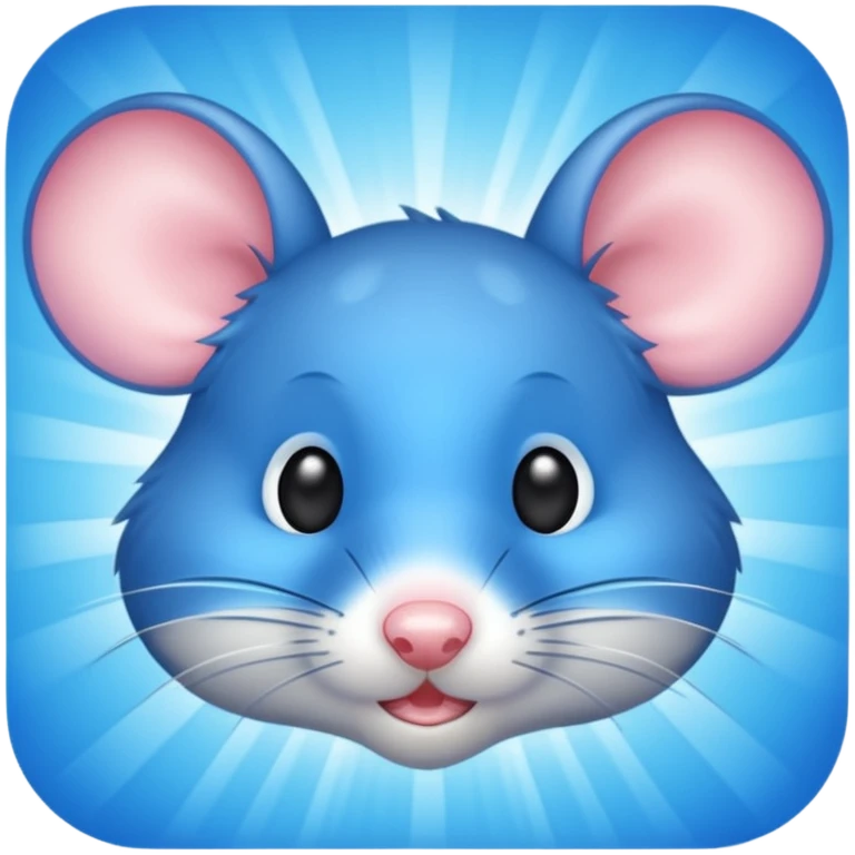 A mouse face with blue sun rays emoji