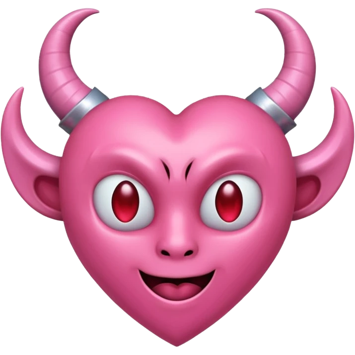 a plain pink heart with demon horns on it, no face emoji