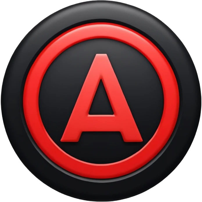 a black circle with a red A in the middle emoji