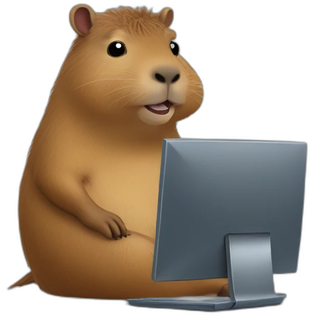 Capybara with computer watching netflix emoji