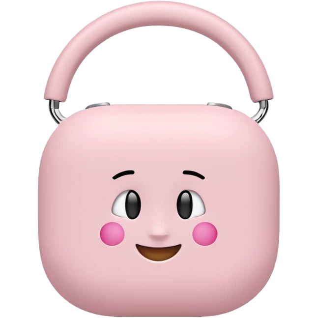 Create a pink happy circle emoji who listens to music on AirPods Max make them always this style 🥹 emoji