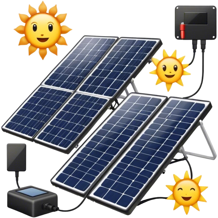 des panneaux solaires, photovoltaiques avec un système complet : onduleur, batterie, kit plug'n'play emoji