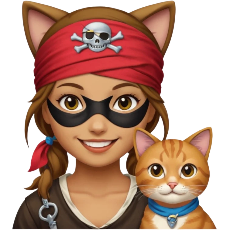 pirate girl with cat face emoji