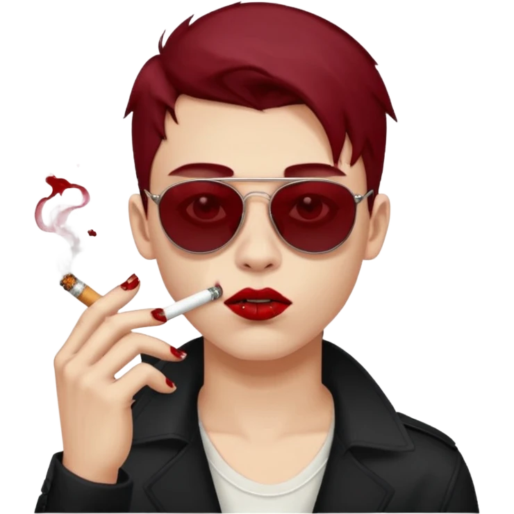 boy high fashion model with piercing sunglasses blood smoking cigarette emoji
