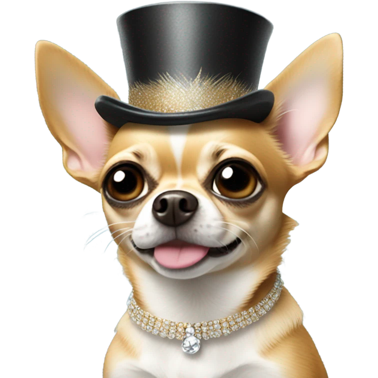 Chihuahua wearing a top hat with a feather  emoji