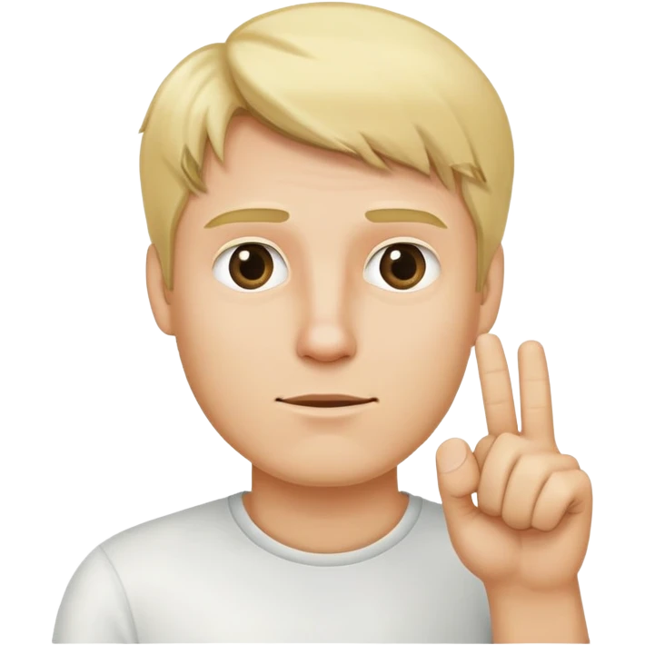a blond man, showing one finger to say wait emoji