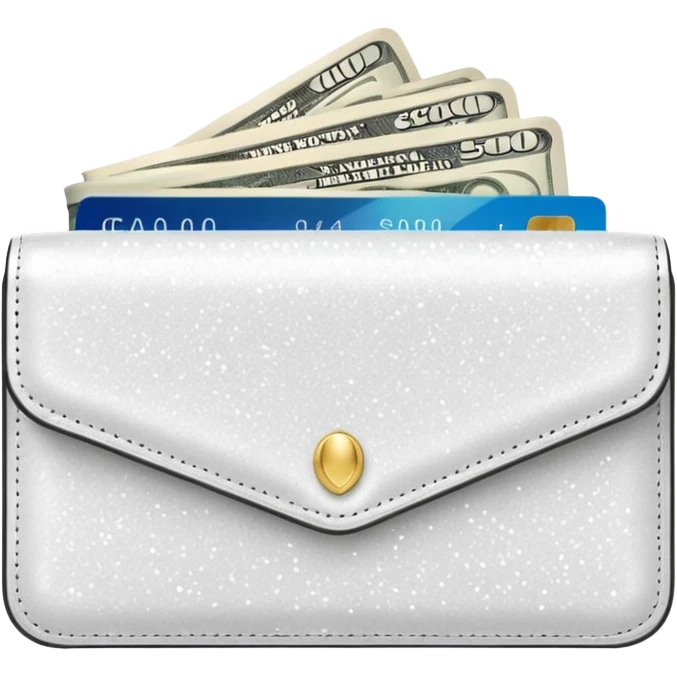 glitter white wallet with money and card emoji