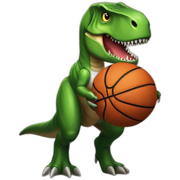 T-rex holding a basketball emoji