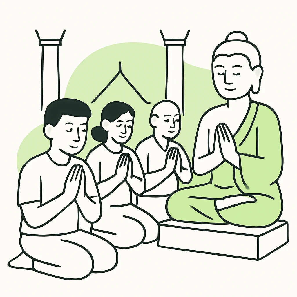 people praying in a Buddhist temple emoji