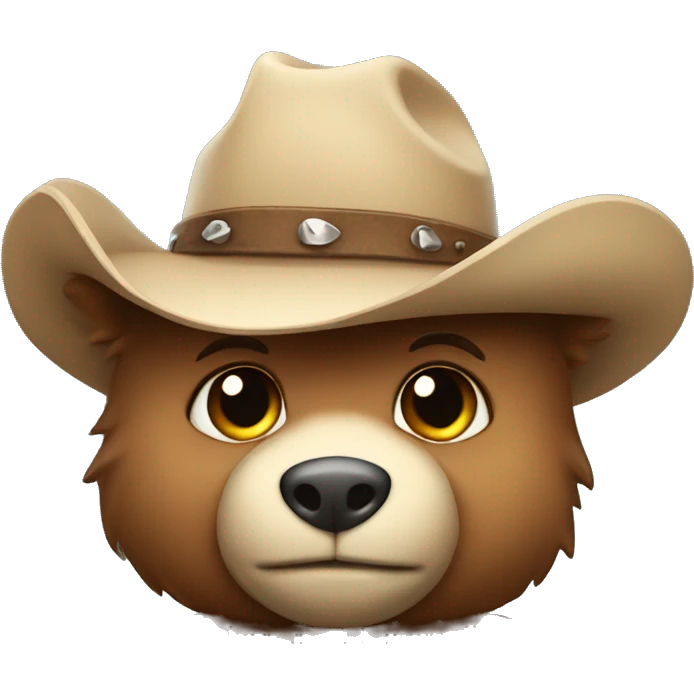 a cute shy bear in a cowboy hat emoji