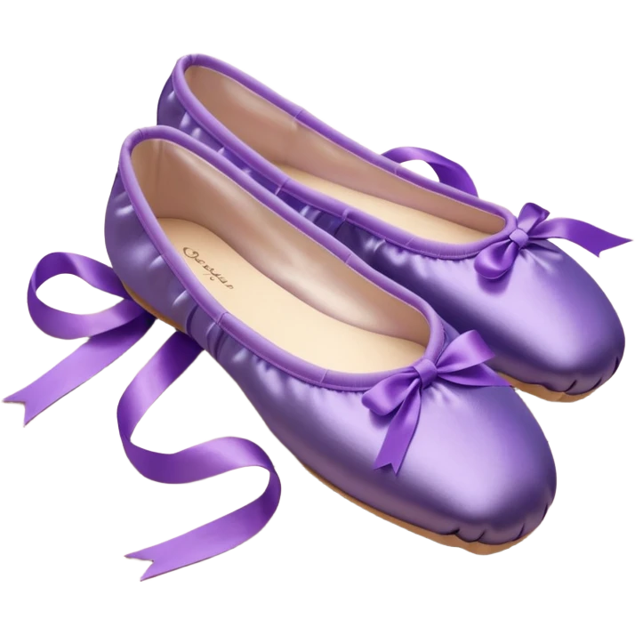 cinematic-realistic-ballet-shoes,-soft-satin-purple-pointe-shoes-with-delicate-ribbons,-resting-gently-on-a-polished-wooden-floor,-subtle-creases-in-the-fabric,-glowing-under-the-warm-golden-light-of-a-rehearsal-studio,-evoking-ele emoji