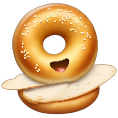 BAGEL WITH A FACE AND WINGS emoji