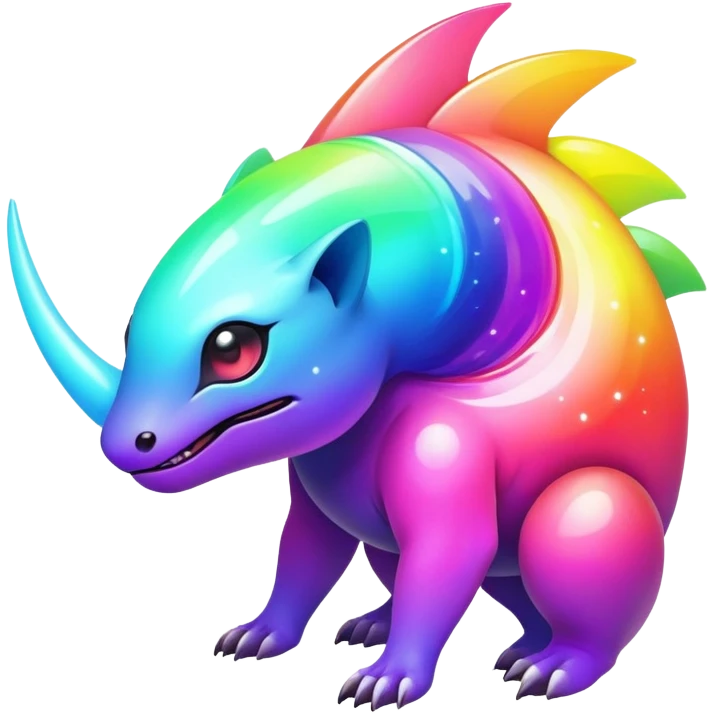  exotic tropical iridescent colorful nebula rainbow gradients cyber-Protogen-Fakémon-Pokémon-Vernid-creature emoji
