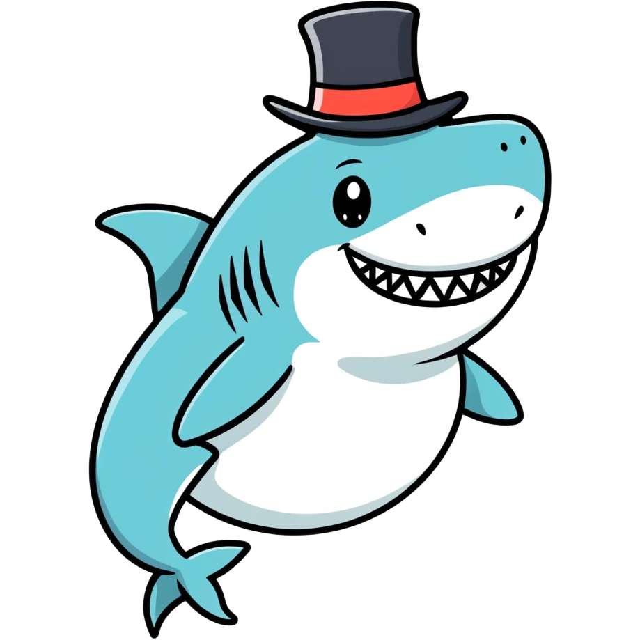 Shark with a top hat emoji