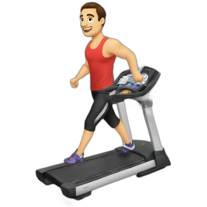Chico haciendo ejercicio en el gym emoji