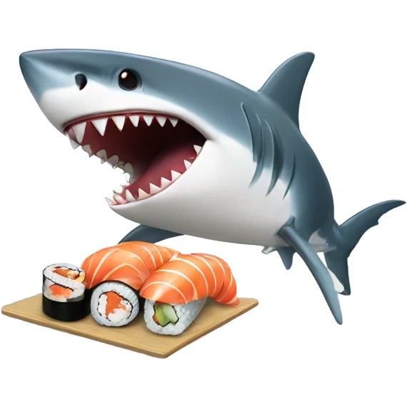 Shark eating sushi emoji