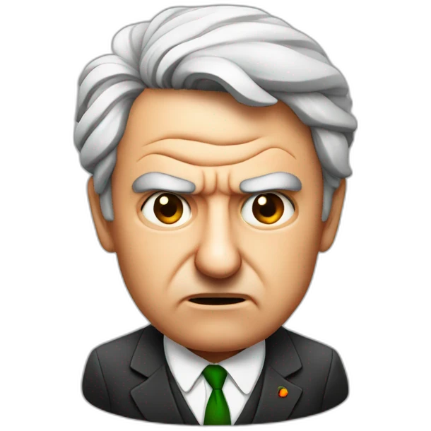 Angry Italian prime minister with a peach emoji