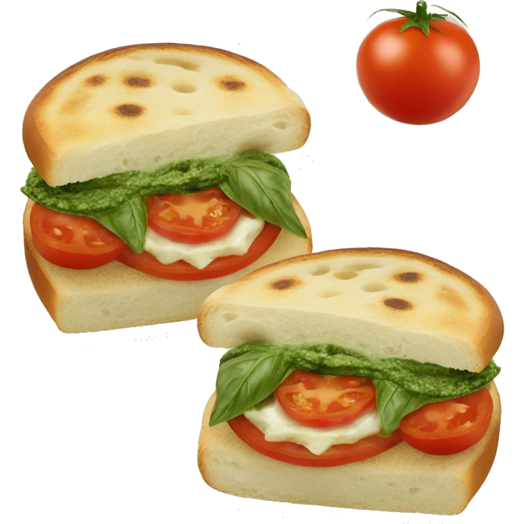Panino with tomato, mozzarella and green pesto  emoji