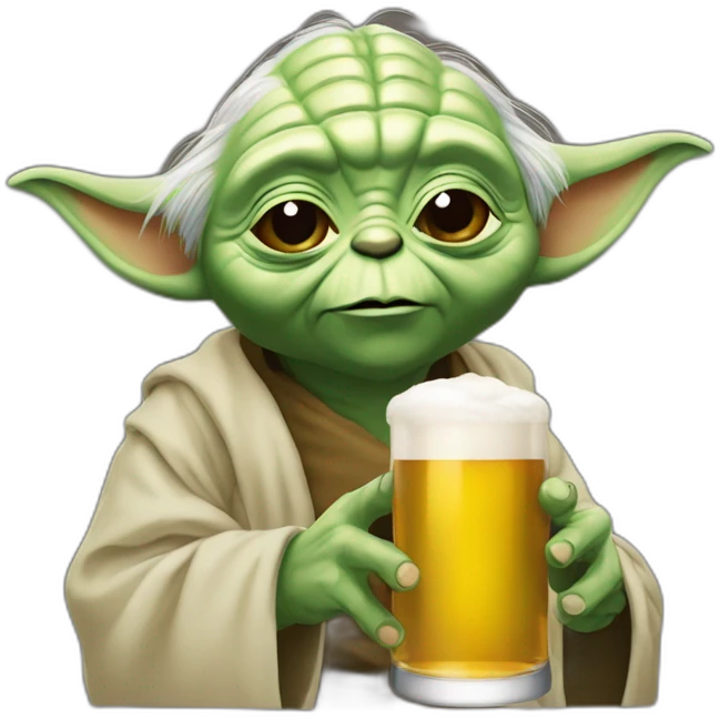 Yoda buvant une bière emoji