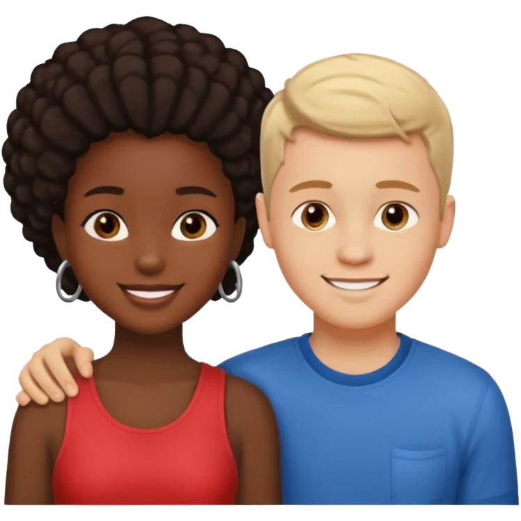 Couple in love black girl and white boy  emoji