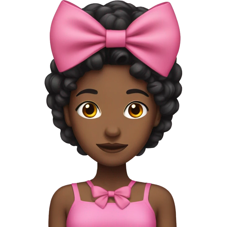 Black woman with black hair and a pink bow emoji