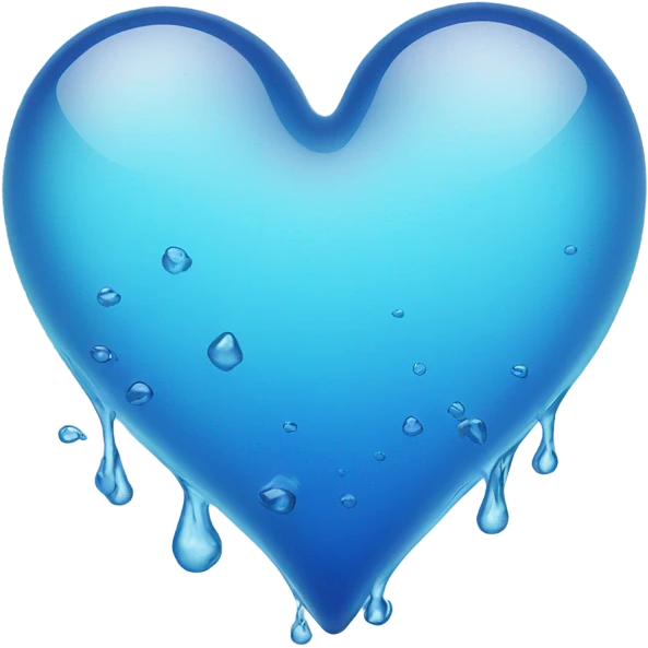 Blue clear Heart made out of water  emoji