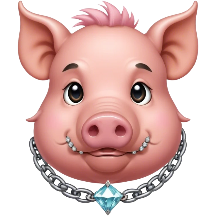 Hairy pig, tatto on face with diamont chain on the neck emoji