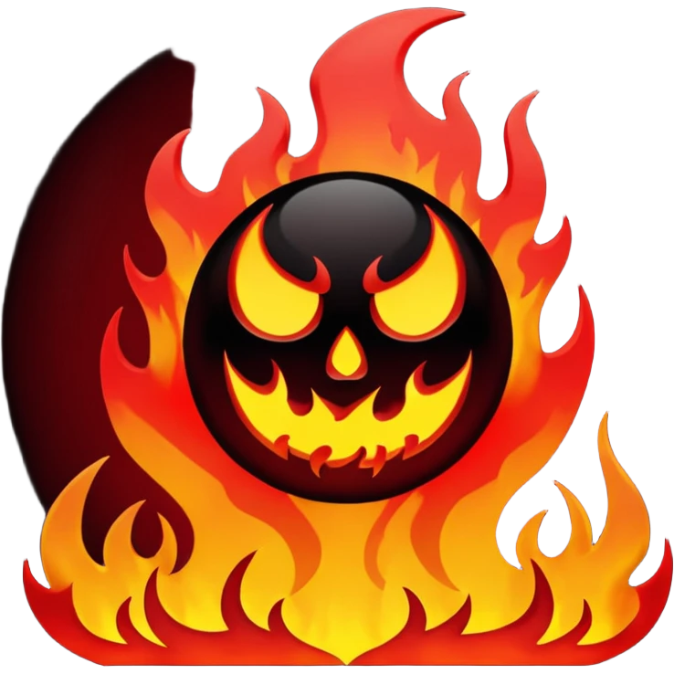 hell view with Red and black with fire, devily emoji